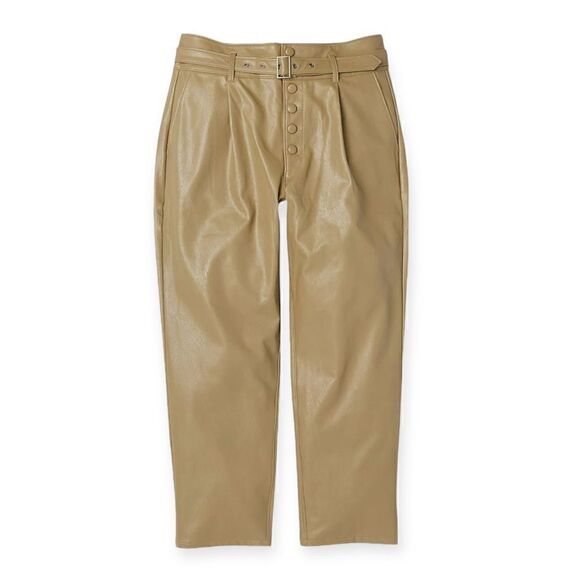 PAIGE Women's Maria Pant Vegan Leather Self Belt Exposed Button Fly - Picture 2 of 11